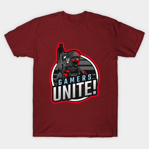 Gamers Unite! T-Shirt by SureFireDesigns